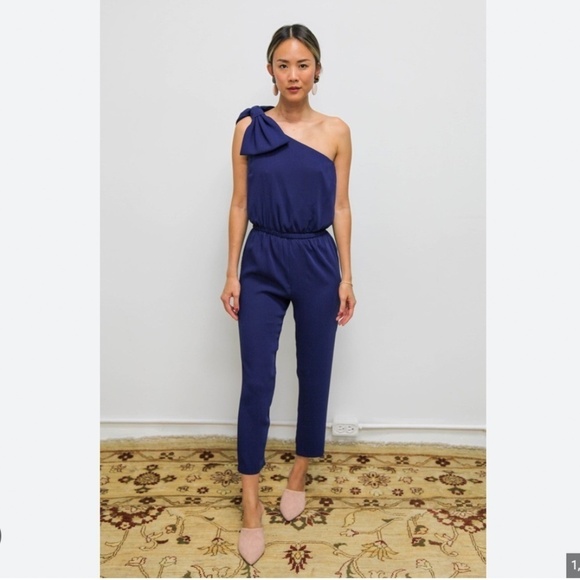 Amanda Uprichard One Shoulder Bow Jumpsuit - Picture 1 of 3